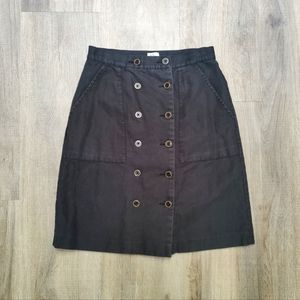 Women's L.L. Bean Black Button Front Woven Skirt